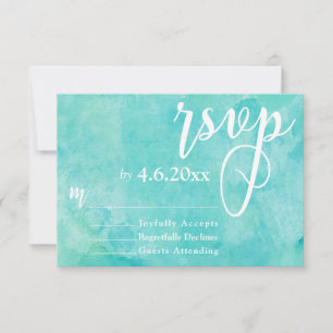 Turquoise Aquarelle Typographie Élégante RSVP