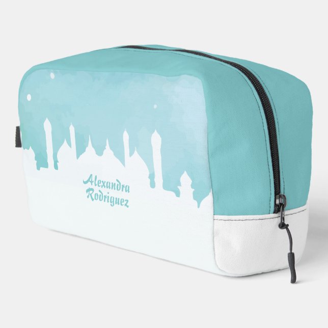Turquoise Arabian Nights Watercolor Dopp Kit (Right Corner)