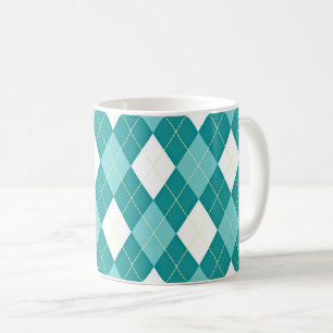 Turquoise argyle pattern coffee mug