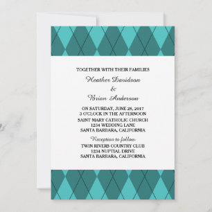 Turquoise Argyle Wedding Invite