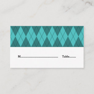 Turquoise Argyle Wedding Place Card