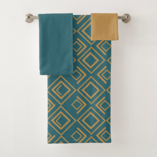 Turquoise Art Deco Bath Towel Set