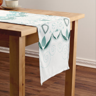 Turquoise Art Deco Design Short Table Runner