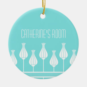 Turquoise Art Deco Floral Door Ornament