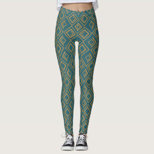 Turquoise Art Deco  Leggings
