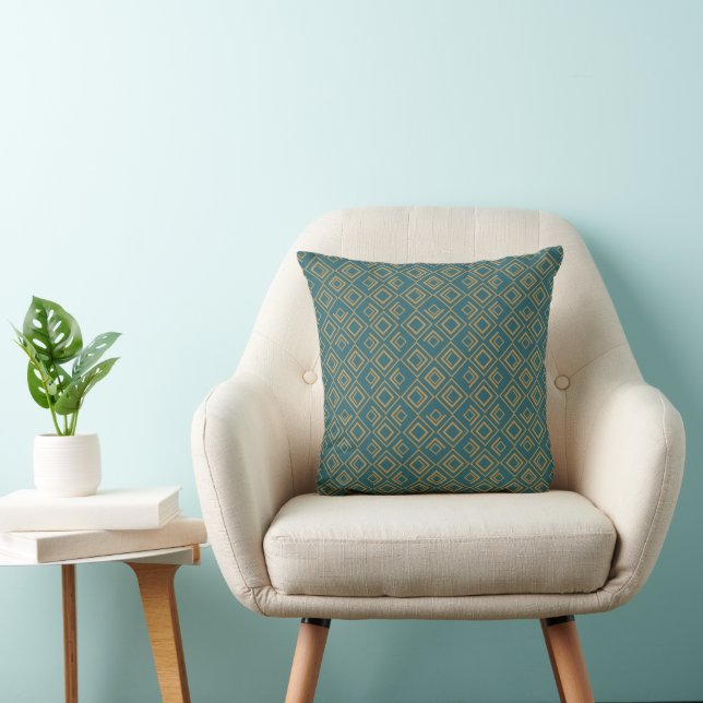 Turquoise Art Deco  Throw Pillow (Chair)