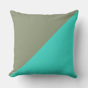 Turquoise & Artichoke Solid Colour Background Throw Pillow