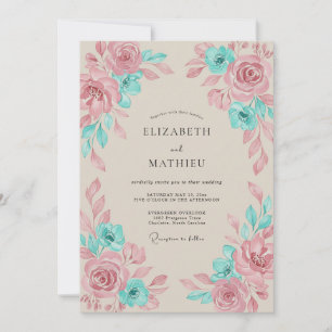 Turquoise Artistic Boho Wedding Invitation