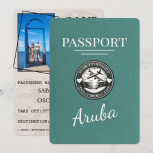 Turquoise Aruba Passport Save The Date