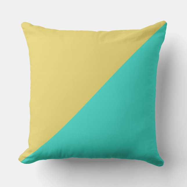 Turquoise & Arylide yellow Solid Colour Background Throw Pillow (Front)