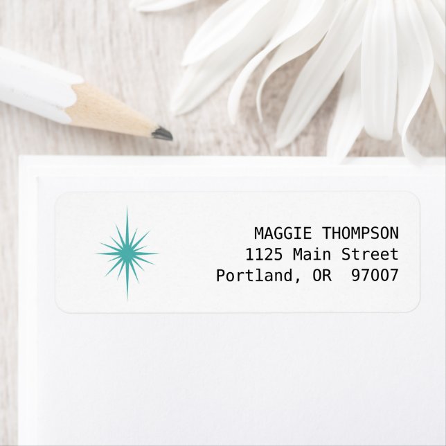 Turquoise Atomique Starburst Rétro milieu du siècl (En situation)