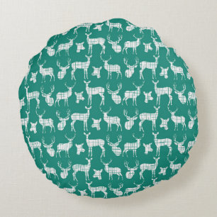 Turquoise avec Coussin rond de cerf blanc