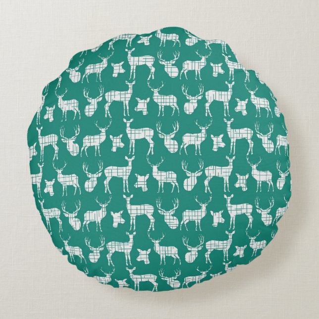 Turquoise avec Coussin rond de cerf blanc (Dos)