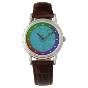 Turquoise avec la montre multicolore de >Ladies de