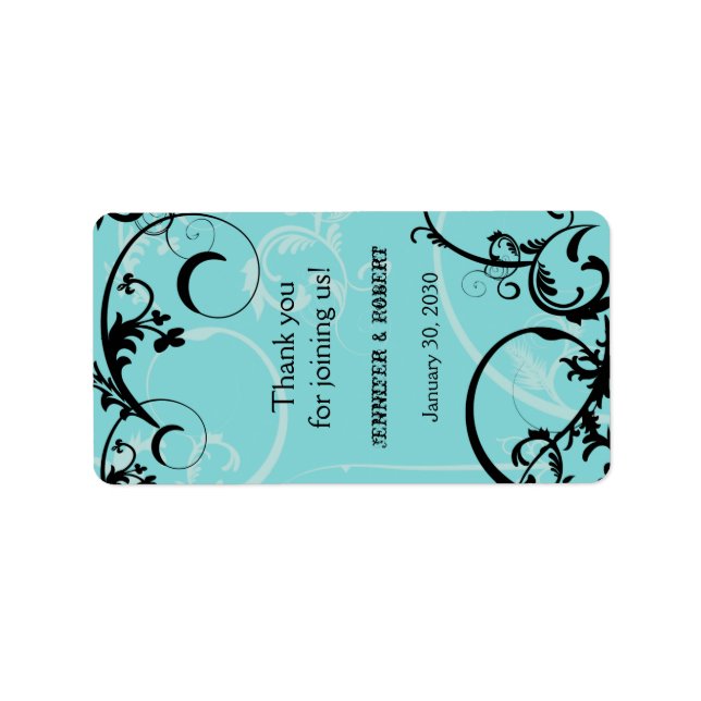Turquoise avec Mariage noir Étiquette à lèvres (Devant)