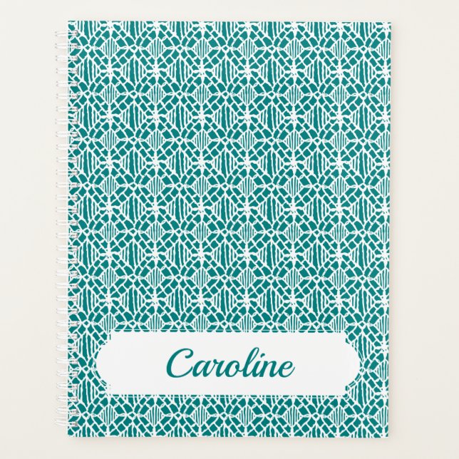 Turquoise avec Motif en dentelle Crochet blanc (Devant)