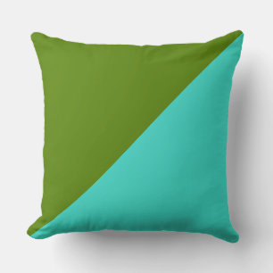 Turquoise & Avocado Solid Colour Background Throw Pillow
