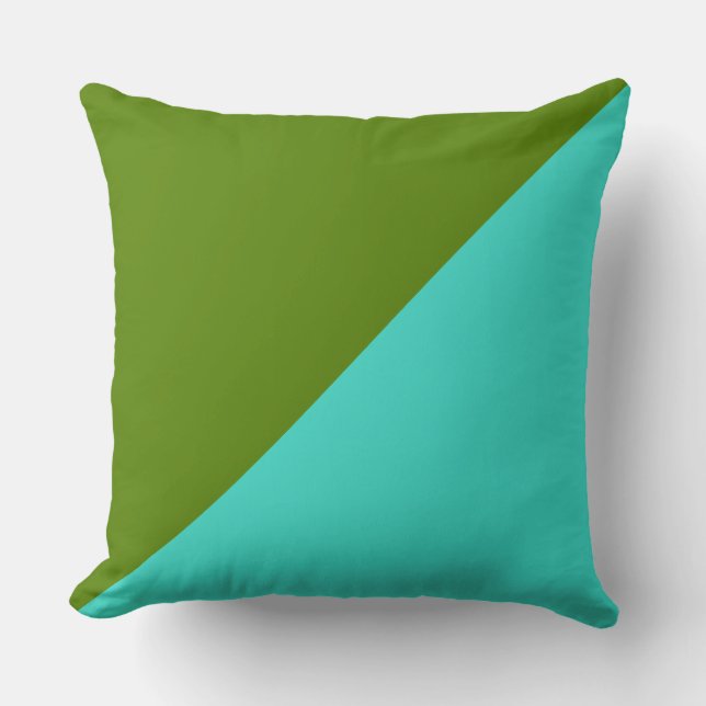 Turquoise & Avocado Solid Colour Background Throw Pillow (Front)