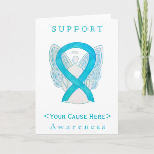 Turquoise Awareness Ribbon Angel Customized Card