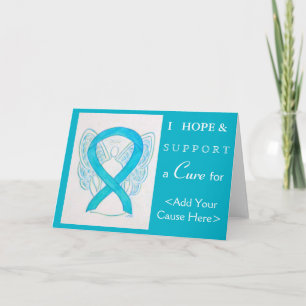 Turquoise Awareness Ribbon Custom Greeting Cards