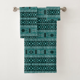 Turquoise Aztec  Southwest Design Bath Towel Set