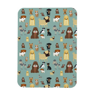 turquoise background dogs pattern magnet