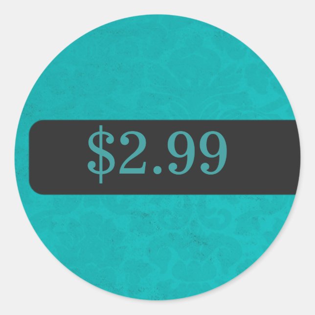 Turquoise Background Price Tag Stickers (Front)