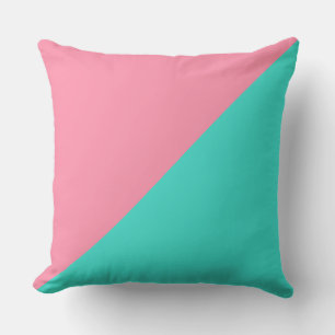 Turquoise & Baker-Miller pink Solid Colour Throw Pillow