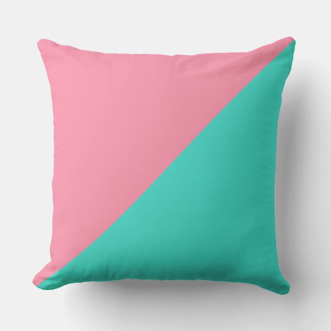 Turquoise & Baker-Miller pink Solid Colour Throw Pillow (Front)