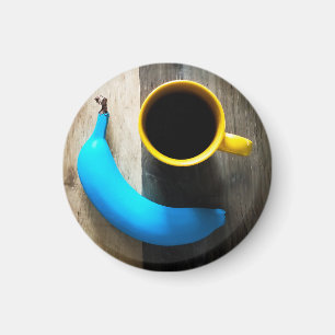 Turquoise Banana and Yellow Coffee Mug – Pop Art Magnet