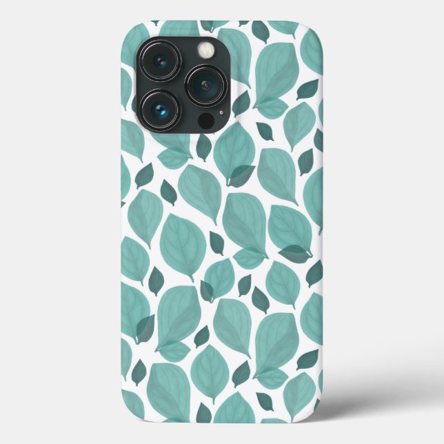 Turquoise Basil Leaves Herb Plant Pattern  Case-Mate iPhone Case (Back)