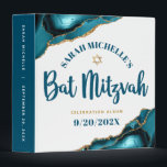Turquoise Bat Mitzvah Agate Gold Script Keepsake Binder<br><div class="desc">Let your favourite Bat Mitzvah be proud, rejoice and celebrate her milestone with this stunning keepsake scrapbook memory album. Dark teal blue script typography and a faux gold Star of David overlay a simple, clean white background with turquoise blue agate rocks accented with faux gold veins. Additional agate rocks and...</div>
