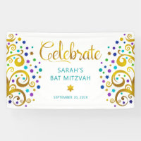 Turquoise Bat Mitzvah Gold Foil Script Tree o Life