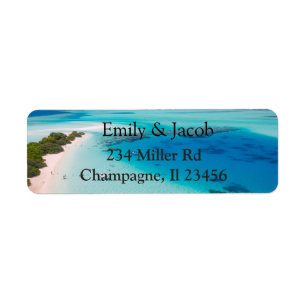 Turquoise Beach Photo Retourner l'adresse Étiquett