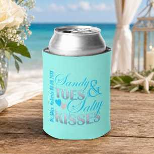 turquoise beach sandy toes and salty kisses can cooler