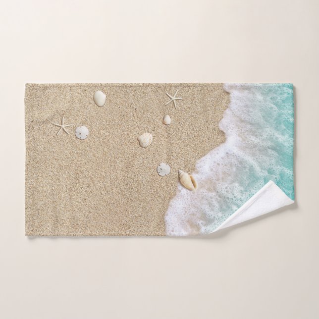 Turquoise Beach Waves Bath Towel Set (Hand Towel)