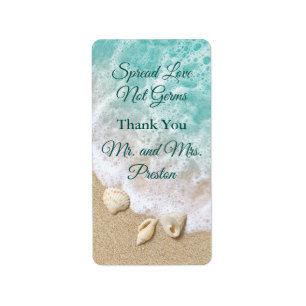 Turquoise Beach Waves Spread Love Hand Sani Tall Label