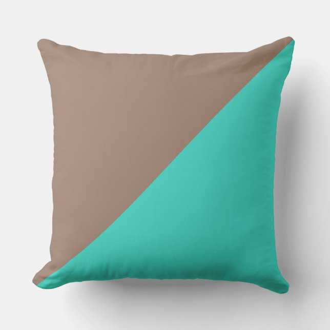 Turquoise & Beaver Solid Colour Background Throw Pillow (Front)