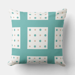 Turquoise, beige and white dots throw pillow