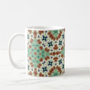 Turquoise beige colourful kaleidoscope ornament coffee mug
