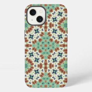 Turquoise beige colourful kaleidoscope ornament  iPhone 13 case
