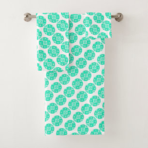 Turquoise Belarus Folk Pattern Bath Towel Set