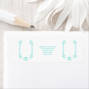 Turquoise Bells Scrollwork Wedding Return Address
