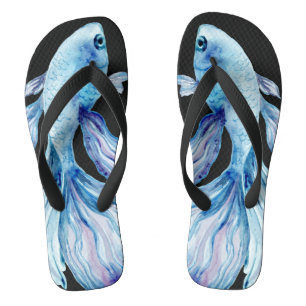 Turquoise Betta Fish Flip Flops