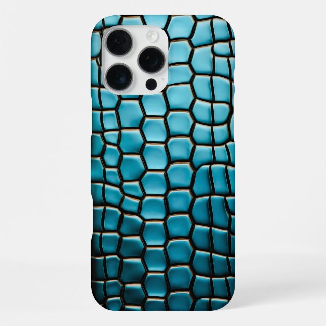 Turquoise Black and Gold Reptile Scale Pattern iPhone Case (Back)