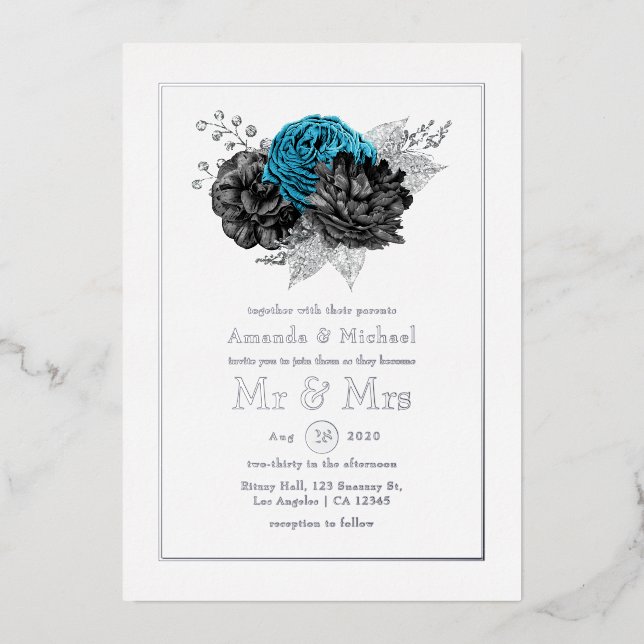 Turquoise, Black and Silver Wedding (Front)