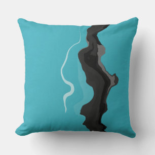 Turquoise, Black and White Abstract Throw Pillow