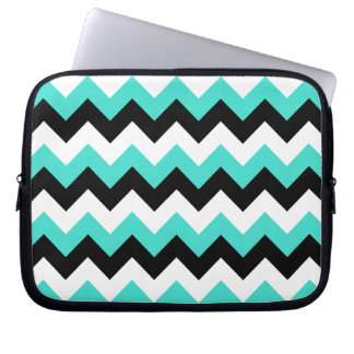 Turquoise Black and White Chevron Laptop Sleeve