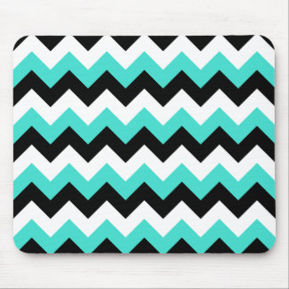Turquoise Black and White Chevron Mouse Pad