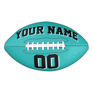 TURQUOISE BLACK AND WHITE Custom Football